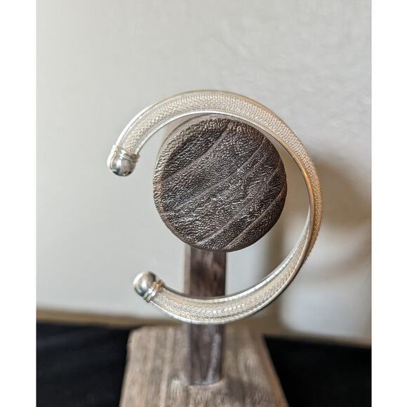 Stamped 925 Silver Reticulated Mesh Bangle Cuff Bracelet - Picture 6 of 7